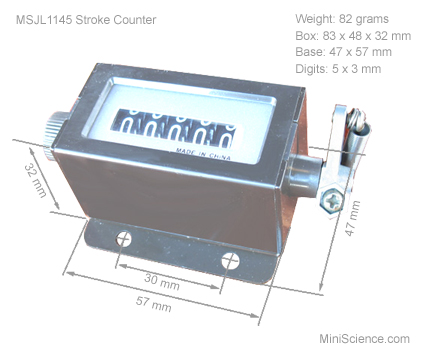 Industrial 5-digit stroke counter, size diagram